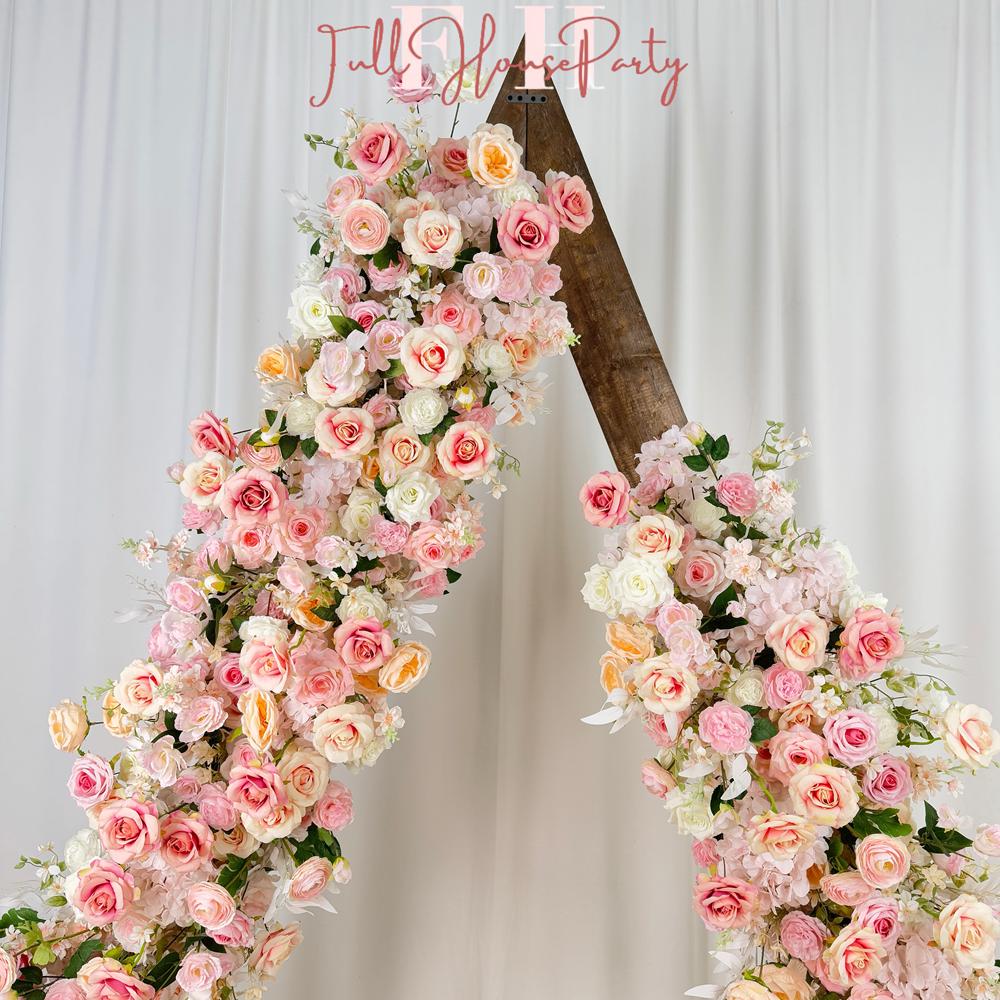 Blush Pink Rose Wedding Arbor Arrangement: Rustic Floral Arch Decor