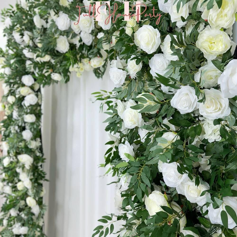 US Seller---W8Ft x H8.53Ft Rollable Artificial  roses and green plants Arch Wedding Decoration, Flower Arch Wedding, Backdrop  Archway Party