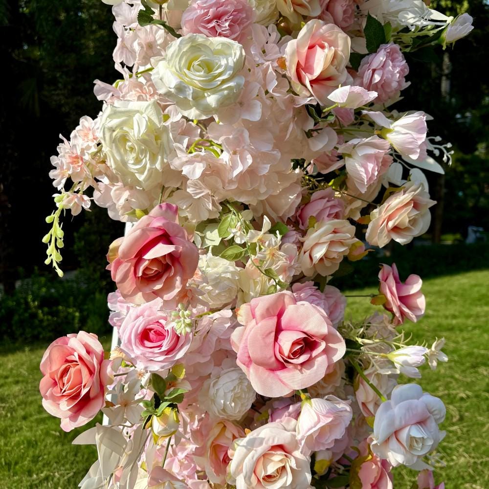US Seller | Blush Pink Rose Wedding Arch Flowers, Artificial Floral Runner, Table Centerpiece & Flower Row D?cor for Parties  Events