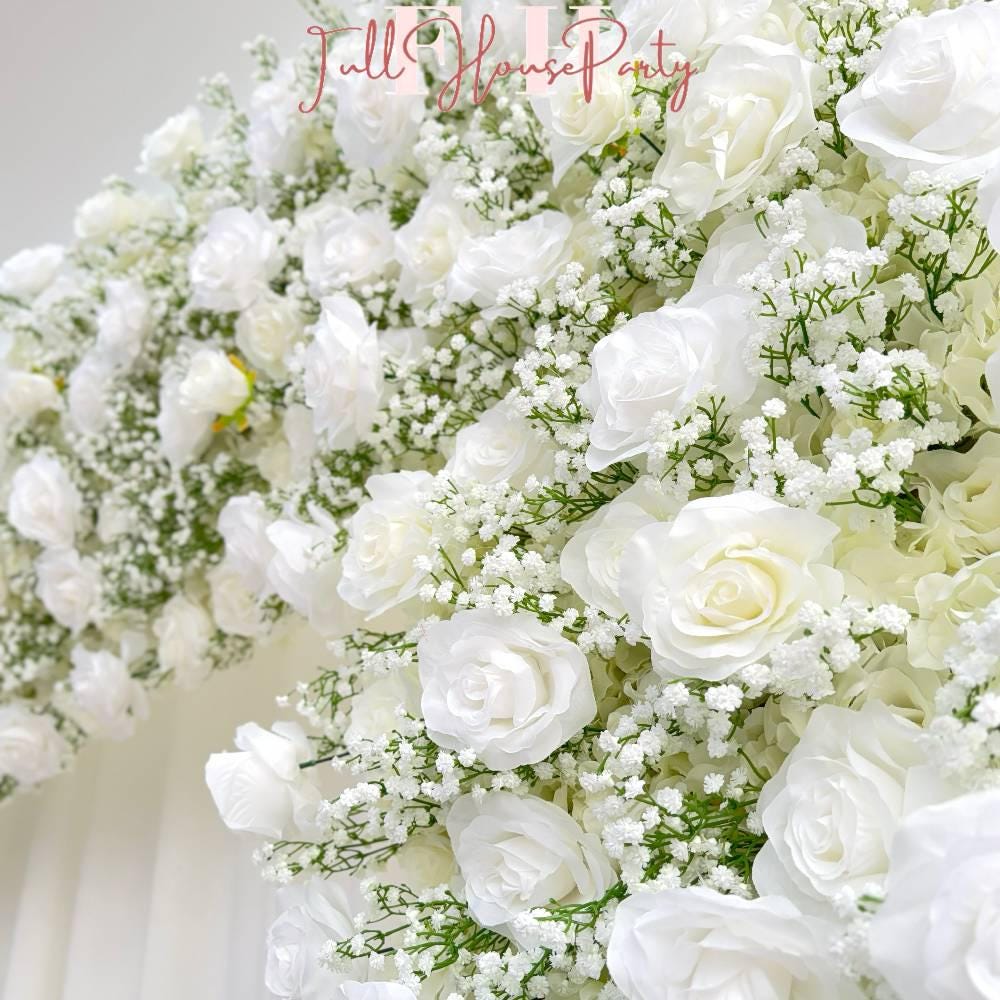 W8Ft x H8.53Ft Rollable Artificial White Rose  baby?? breath Arch Wedding Decoration, Flower Arch Wedding, Backdrop Flower Archway Party