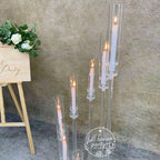 50??- Clear Acrylic Tall Candle Holder with Crystal Glass Hurricane Tube, Suitable for Real Candles,wedding candlestick table centerpiece
