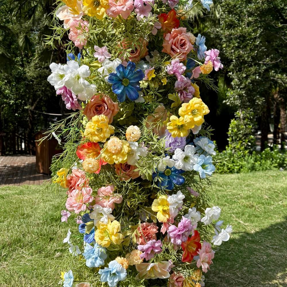 US Seller ??Wildflower-Inspired Spring Wedding Flowers, Artificial Floral Table Runner, Rustic Flower Row D?cor for Wedding Aisle