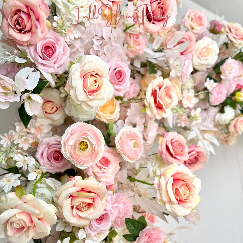 Blush Pink Rose & Wildflower Garland: Wedding Table Centerpiece