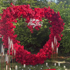 US Seller-(7.2 ft ? 7.2 ft)-5D Luxury Red Heart-Shaped Floral Arch??Romantic Wedding Backdrop, Proposal Decoration, Engagement Event Display