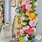 Wildflower Wedding Table Runner: Rustic Floral Arrangement