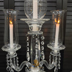 Tall Clear Crystal Candle Holder with Glass Hurricane Tube - Wedding Centerpiece
