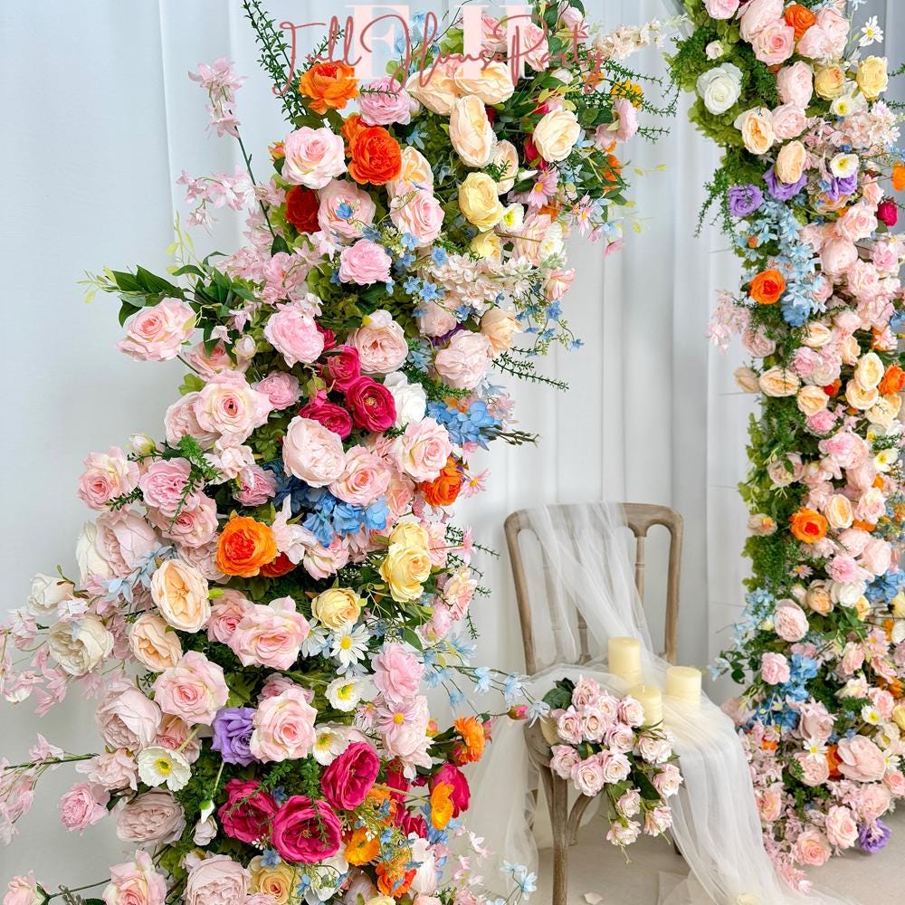 US Seller-Wildflower-Inspired Spring and Summer Wedding Arch D?cor.Wedding Archway Artificial  Rose  Archway,Flower Row Arrrangement