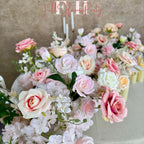 US Seller ---Blush Pink Roses Wedding Arch Artificial Floral, Table Flower Runner,  Flower Row Arrangement, Perfect for Party
