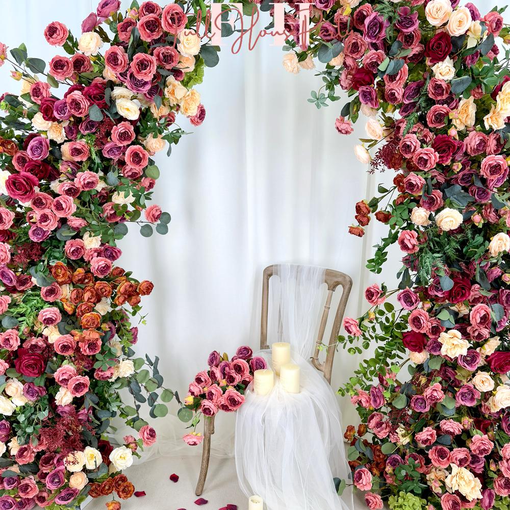 US Seller---Wedding Arch Retro Style Artificial Flowers ??ustic Floral Row Arrangement for Wedding Pillars