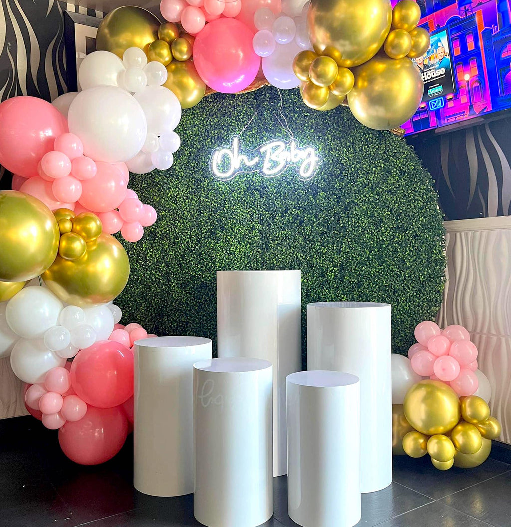 Metal Cylinder Stands for Party, 5Pcs/Set Large White Cylindros Para Fiestas Redondos Blancos, Elegant Cylinder Stand for Event Decorations