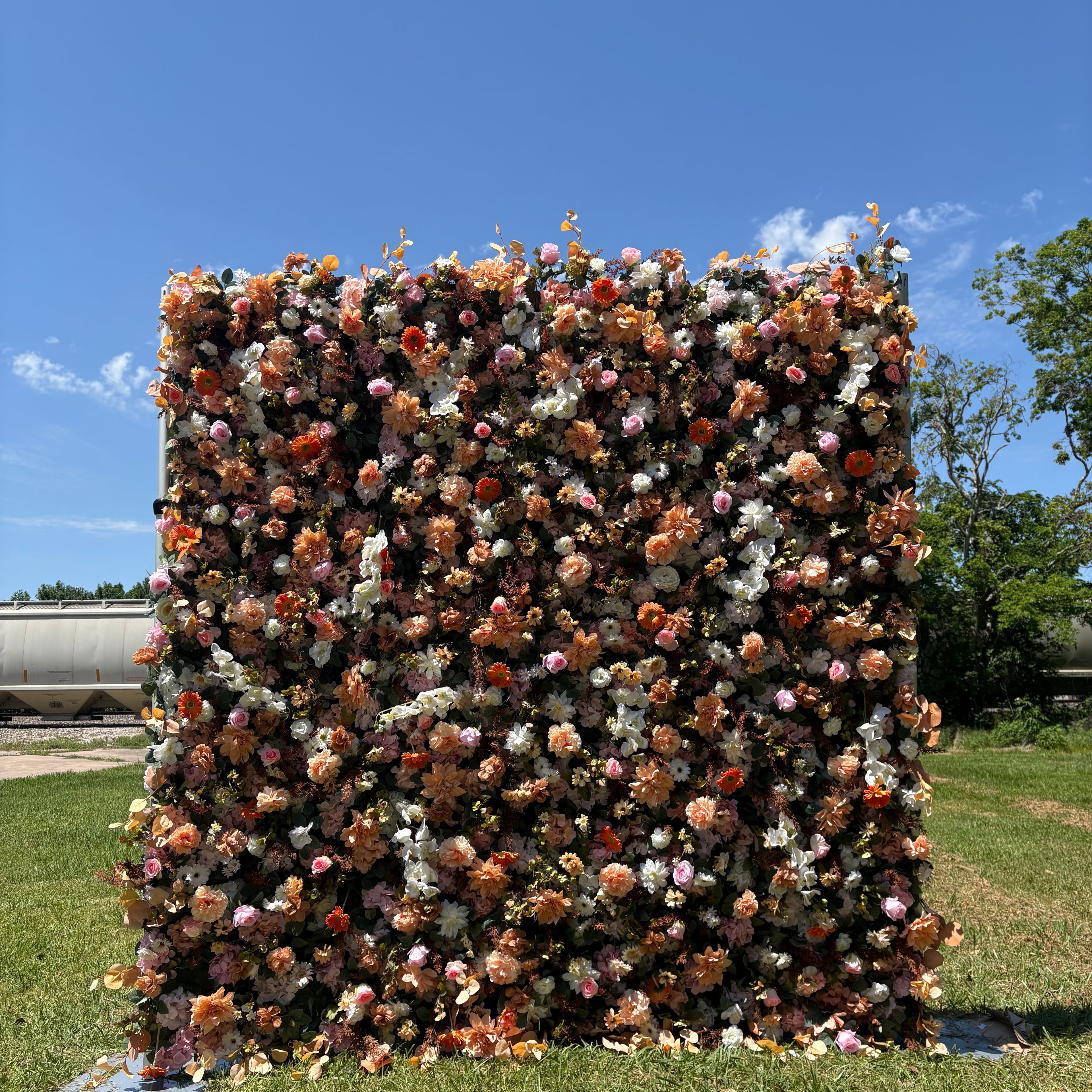 Mid-July Orange Hue Wild Blossom Style Floral Wall