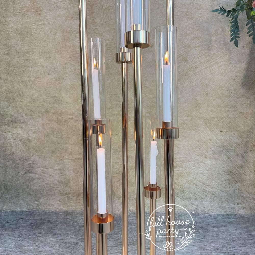 50''-Gold 8 Arm Metal  Candle Holder, Tall Stand Glass Candles, Candle Holders, Wedding, Shower Party, Event Table Centerpiece