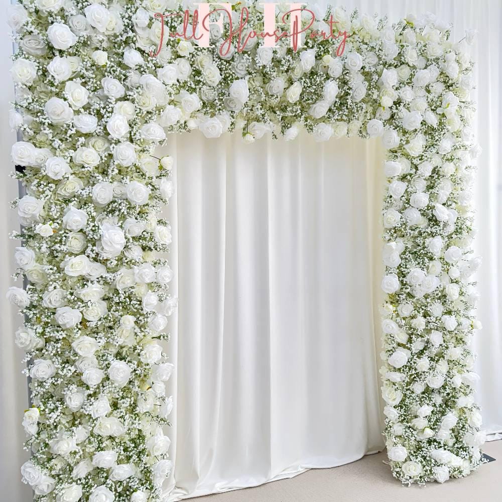 US seller---H 8.53 x W 8Ft Rollable Artificial White Rose Arch Wedding Decoration, Flower Arch Wedding, Backdrop Flower Archway Decoration