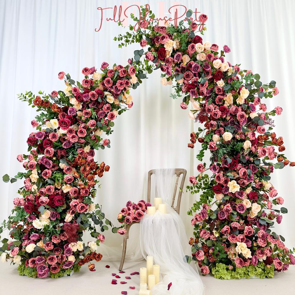 US Seller---Wedding Arch Retro Style Artificial Flowers ??ustic Floral Row Arrangement for Wedding Pillars