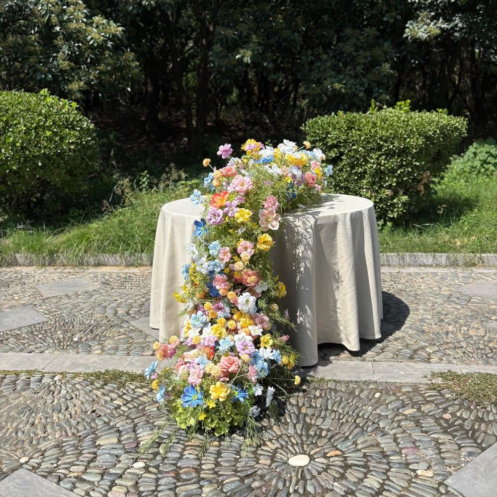 US Seller ??Wildflower-Inspired Wedding Flowers D?cor for Spring & Fall, Artificial Floral Table Runner, Rustic Flower Row Arrangement