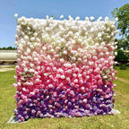 US Seller---5D Pink and Purple Rose Flower Wall (8x8 ft) - Roll-Up Curtain Style Fabric Flower Wall for Wedding Party Photo Backdrop