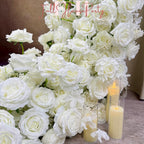 US Seller --White Flower Garland for Wedding Arch, Table Flower Runner, Wedding Centerpiece Table Runner, Flower Row for Wedding Aisle
