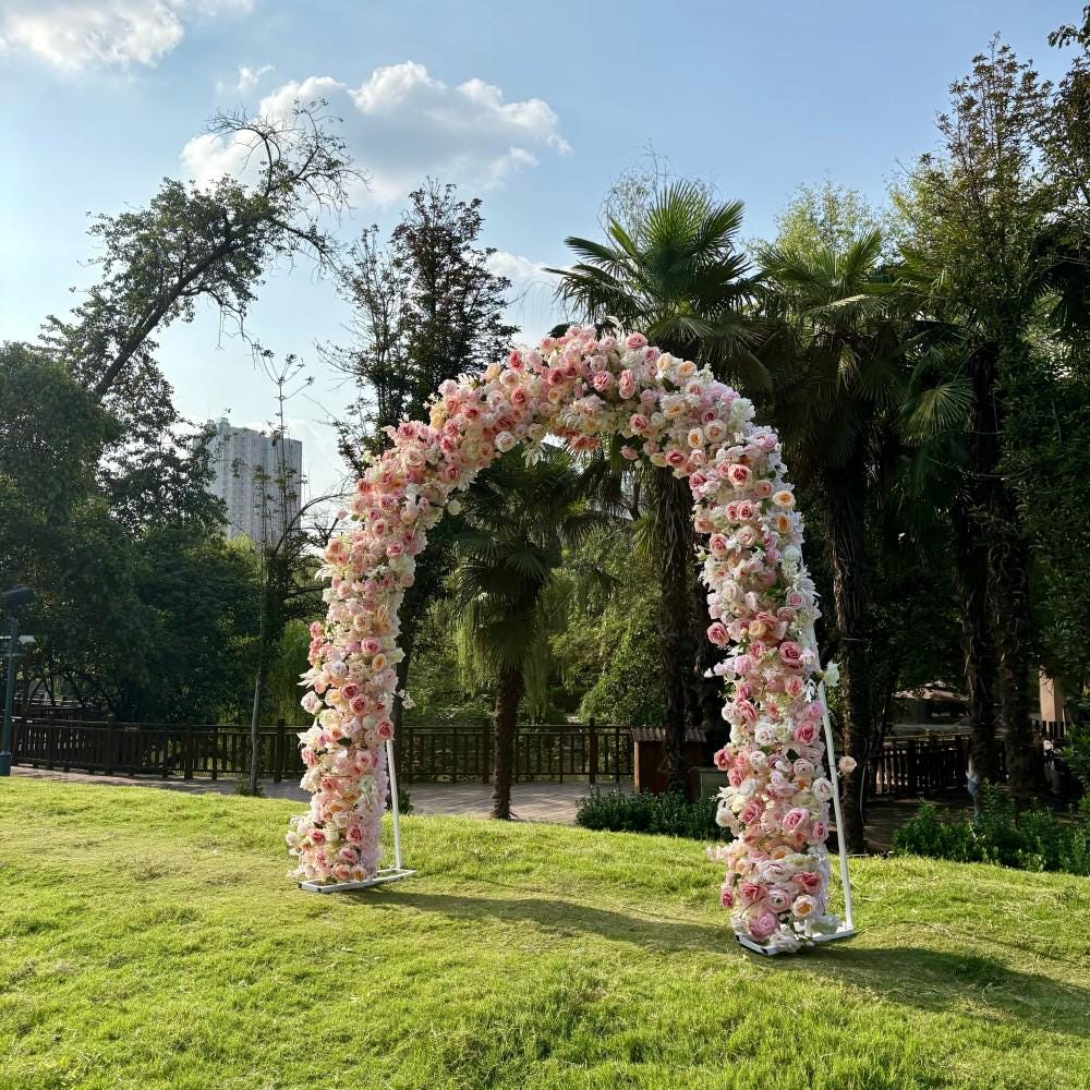 US Seller | Blush Pink Rose Wedding Arch Flowers, Artificial Floral Runner, Table Centerpiece & Flower Row D?cor for Parties  Events