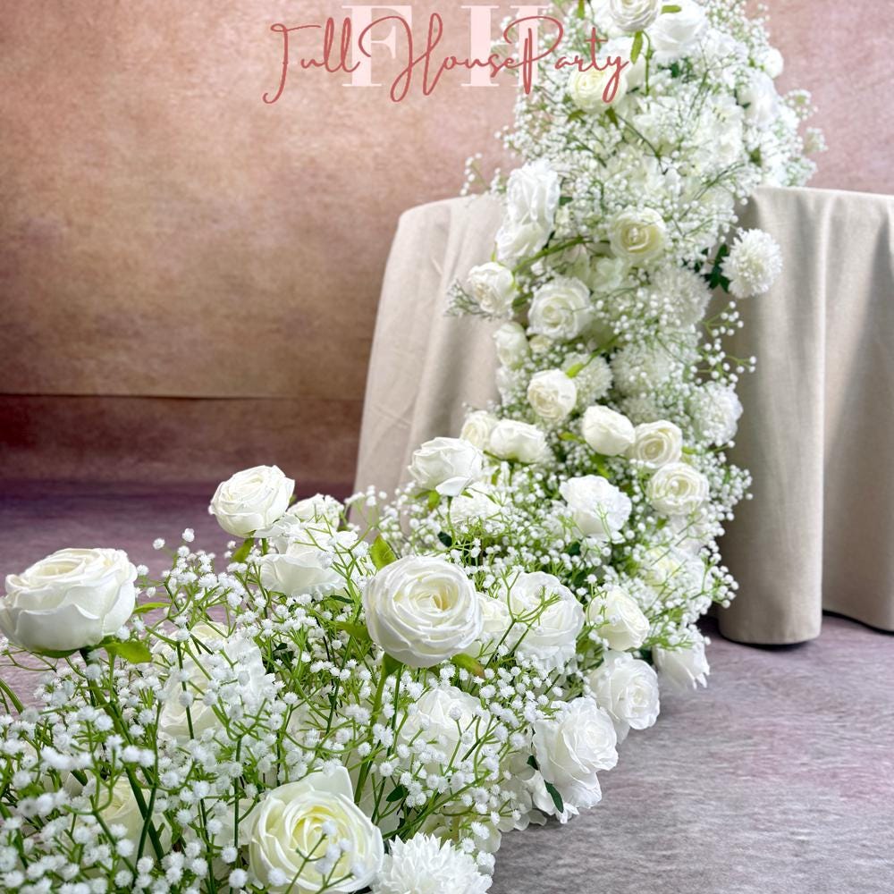 US Seller --Baby's Breath Garland for Wedding Arch, Table Flower Runner, Wedding Centerpiece Table Runner, Flower Row for Wedding Aisle