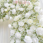 W8Ft x H8.53Ft Rollable Artificial White Rose  baby?? breath Arch Wedding Decoration, Flower Arch Wedding, Backdrop Flower Archway Party