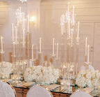 50??- Clear Acrylic Tall Candle Holder with Crystal Glass Hurricane Tube, Suitable for Real Candles,wedding candlestick table centerpiece