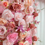 US Seller---W8Ft x H8.53Ft Rollable Artificial Pink Rose Arch Wedding Decoration, Flower Arch Wedding, Backdrop Flower Archway Party Decor