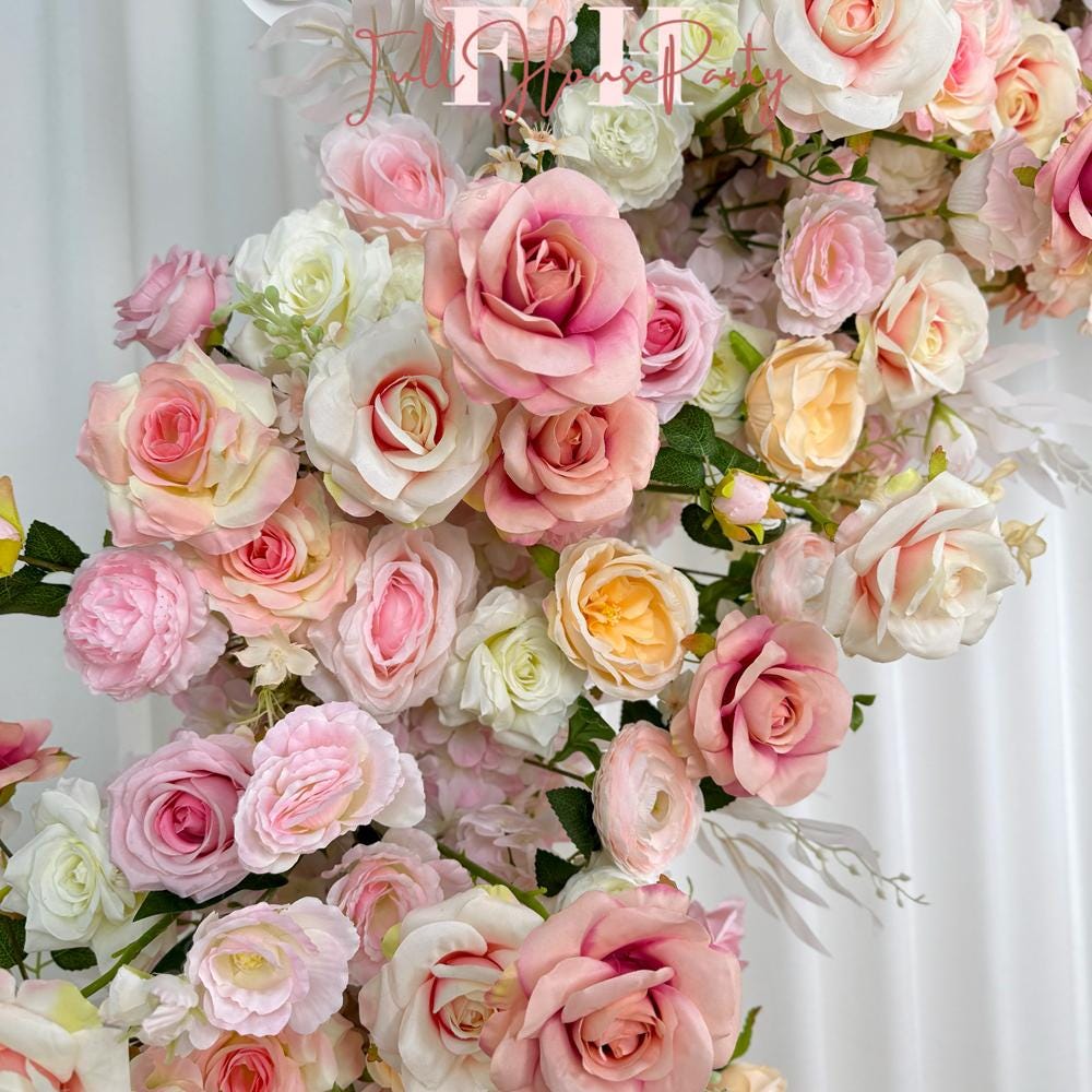 Blush Pink Rose Wedding Arbor Arrangement: Rustic Floral Arch Decor