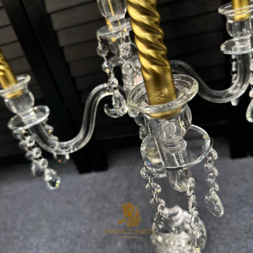 30??�?Clear Crystal Candle Holder - Transparent Tall Candle Stand with Glass Hurricane Tube, Perfect for Wedding Table Centerpiece Decoration