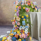 US Seller----Wildflower-Inspired Spring Wedding Artificial Floral, Table Flower Runner, Rustic Flower Row ,Flower Row for Wedding Aisle