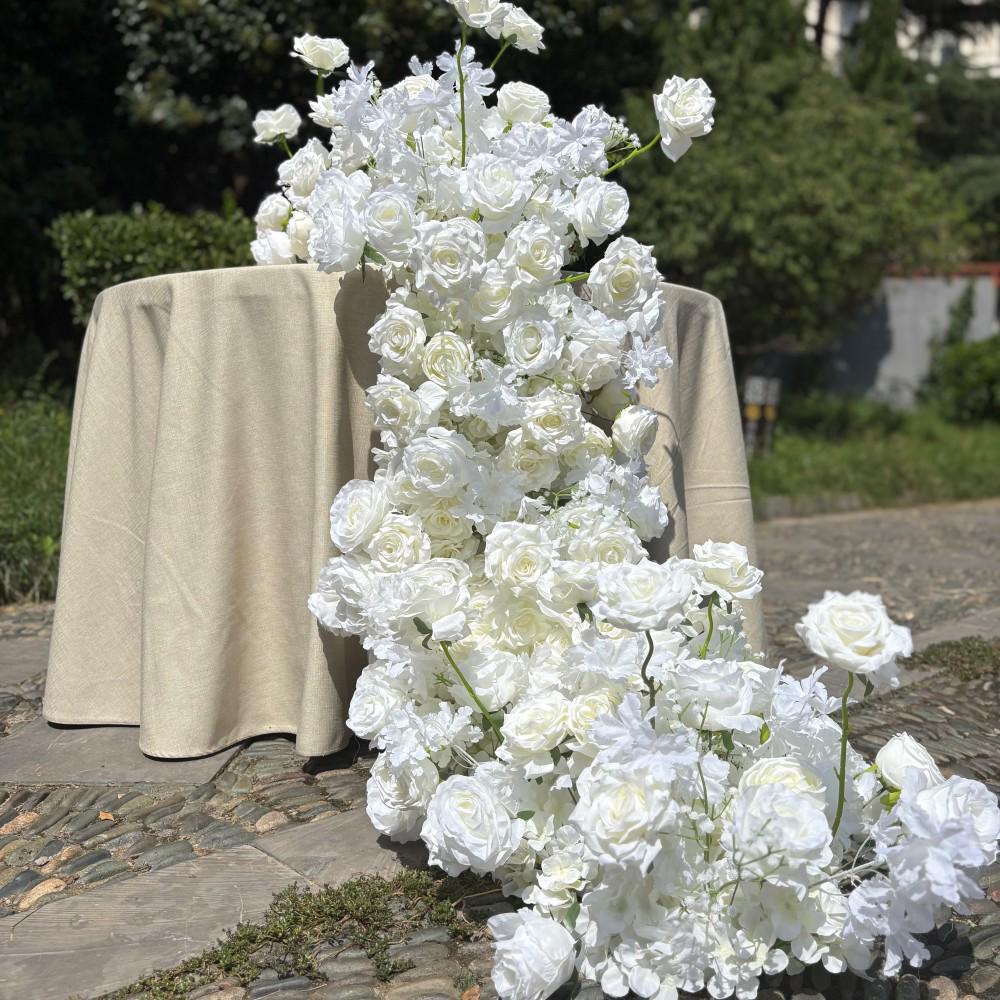 US Seller ---White Flower Garland for Wedding Arch, Artificial Floral Table Runner, Wedding Centerpiece & Aisle Flower Row