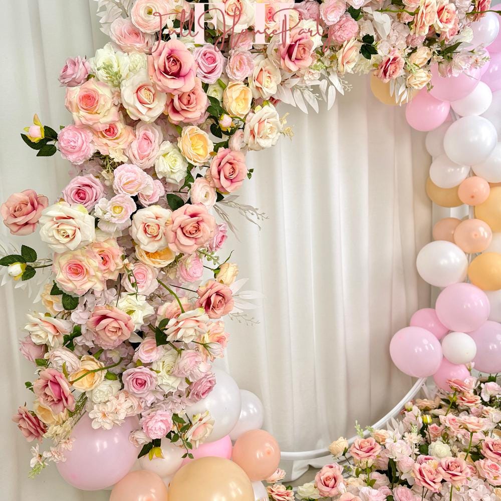 Blush Pink Rose & Wildflower Garland: Wedding Table Centerpiece