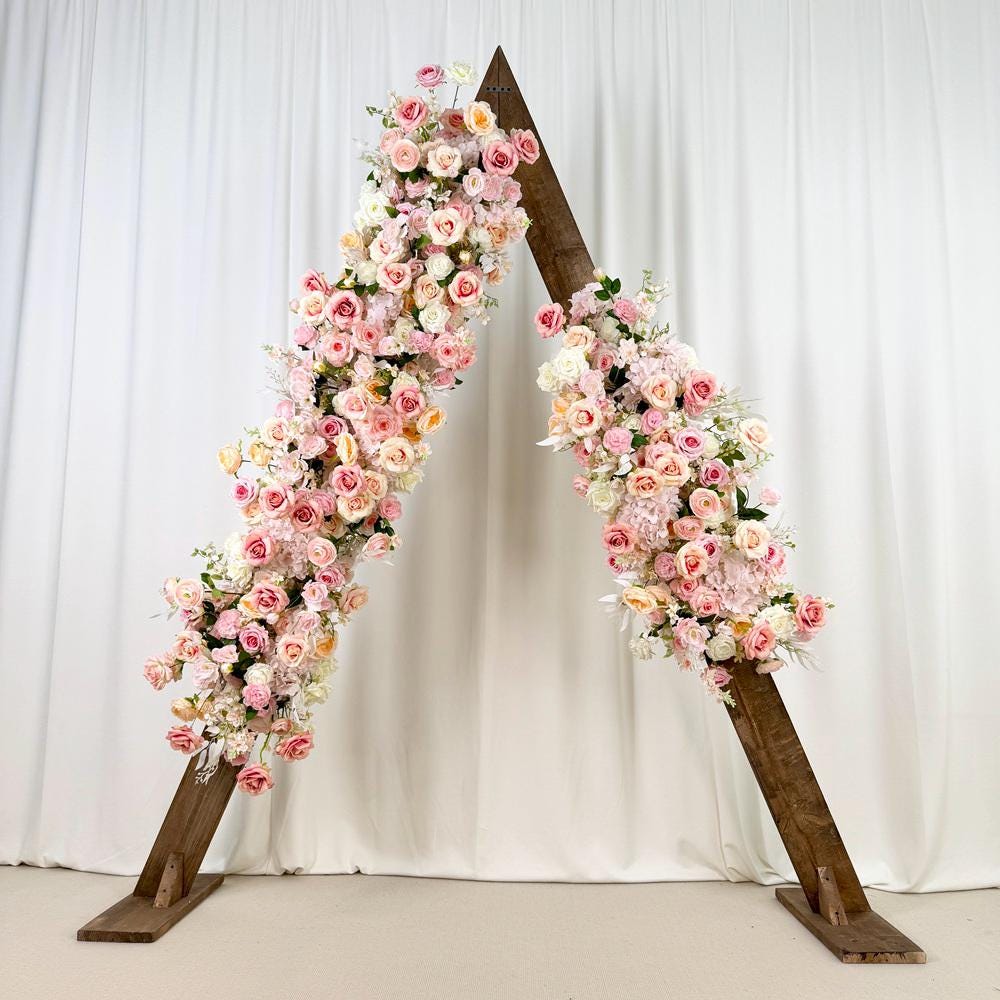 Blush Pink Rose Wedding Arbor Arrangement: Rustic Floral Arch Decor