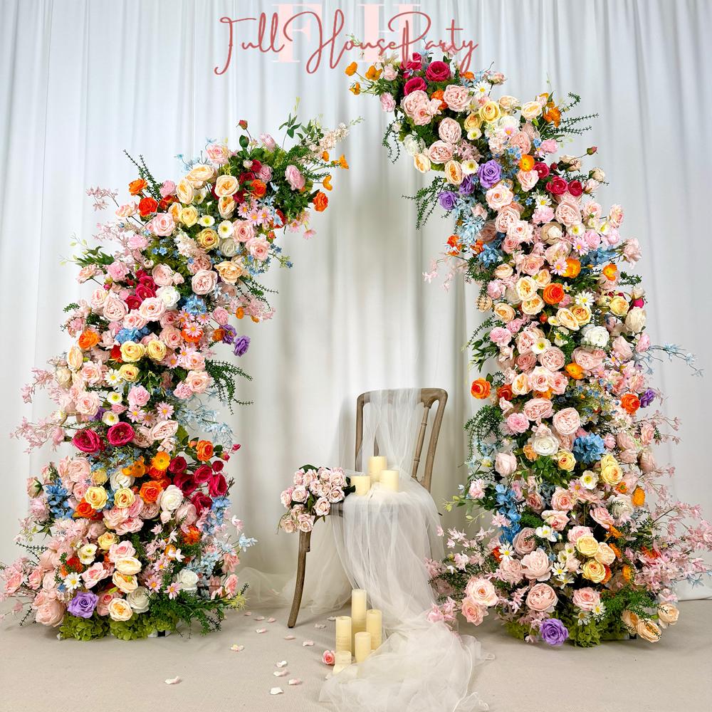 US Seller-Wildflower-Inspired Spring and Summer Wedding Arch D?cor.Wedding Archway Artificial  Rose  Archway,Flower Row Arrrangement