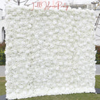 3D White Rose and Dahlia  Fabric Backdrop Flower Wall, Wedding Party Photo Background, Wedding Decoration, Easy and Quick Assembly