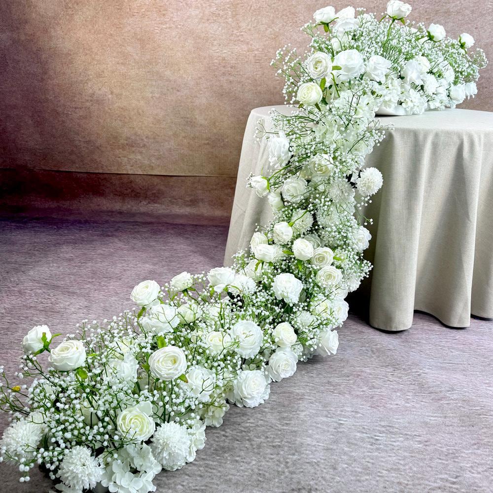 US Seller --Baby's Breath Garland for Wedding Arch, Table Flower Runner, Wedding Centerpiece Table Runner, Flower Row for Wedding Aisle