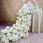 US Seller --White Flower Garland for Wedding Arch, Table Flower Runner, Wedding Centerpiece Table Runner, Flower Row for Wedding Aisle