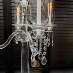 Tall Clear Crystal Candle Holder with Glass Hurricane Tube - Wedding Centerpiece