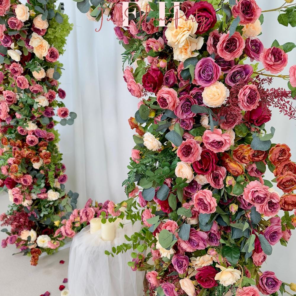 US Seller---Wedding Arch Retro Style Artificial Flowers ??ustic Floral Row Arrangement for Wedding Pillars