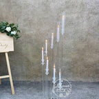 50??- Clear Acrylic Tall Candle Holder with Crystal Glass Hurricane Tube, Suitable for Real Candles,wedding candlestick table centerpiece