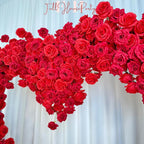 US Seller-(7.2 ft ? 7.2 ft)-5D Luxury Red Heart-Shaped Floral Arch??Romantic Wedding Backdrop, Proposal Decoration, Engagement Event Display
