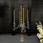 20''-Clear Crystal Candle Holder - Transparent Tall Candle Stand with Glass Hurricane Tube, Perfect for Wedding Table Centerpiece Decoration