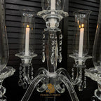 Tall Clear Crystal Candle Holder with Glass Hurricane Tube - Wedding Centerpiece