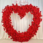 US Seller-(7.2 ft ? 7.2 ft)-5D Luxury Red Heart-Shaped Floral Arch??Romantic Wedding Backdrop, Proposal Decoration, Engagement Event Display