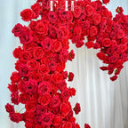 US Seller-(7.2 ft ? 7.2 ft)-5D Luxury Red Heart-Shaped Floral Arch??Romantic Wedding Backdrop, Proposal Decoration, Engagement Event Display