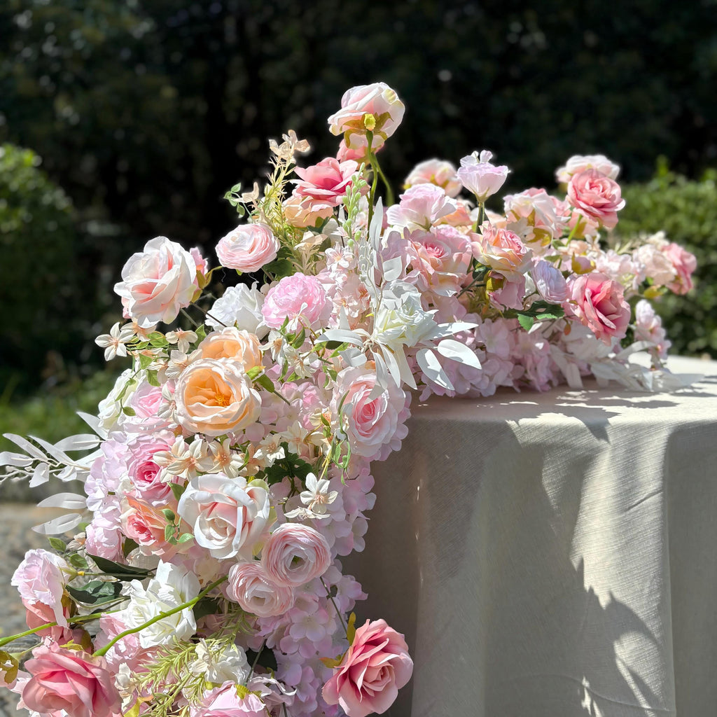 US Seller | Blush Pink Rose Wedding Arch Flowers, Artificial Floral Runner, Table Centerpiece & Flower Row D?cor for Parties  Events