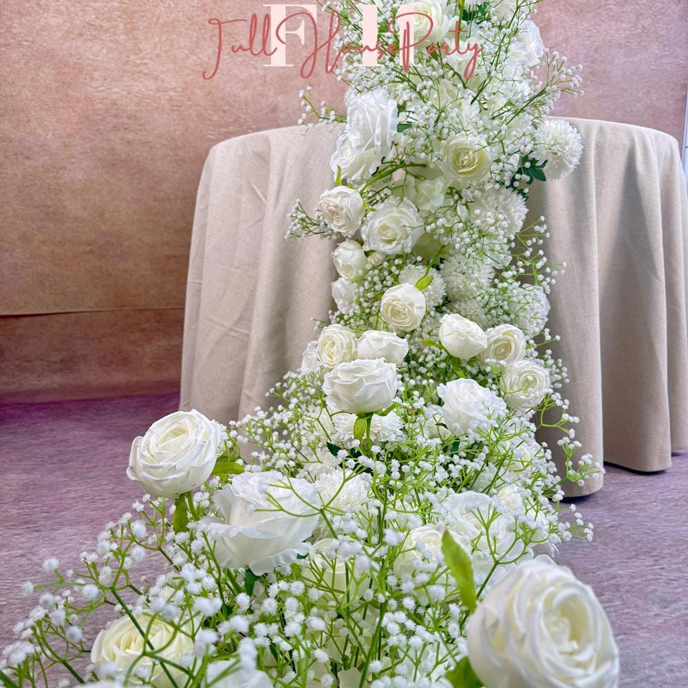 US Seller --Baby's Breath Garland for Wedding Arch, Table Flower Runner, Wedding Centerpiece Table Runner, Flower Row for Wedding Aisle