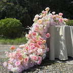 US Seller | Blush Pink Rose Wedding Arch Flowers, Artificial Floral Runner, Table Centerpiece & Flower Row D?cor for Parties  Events