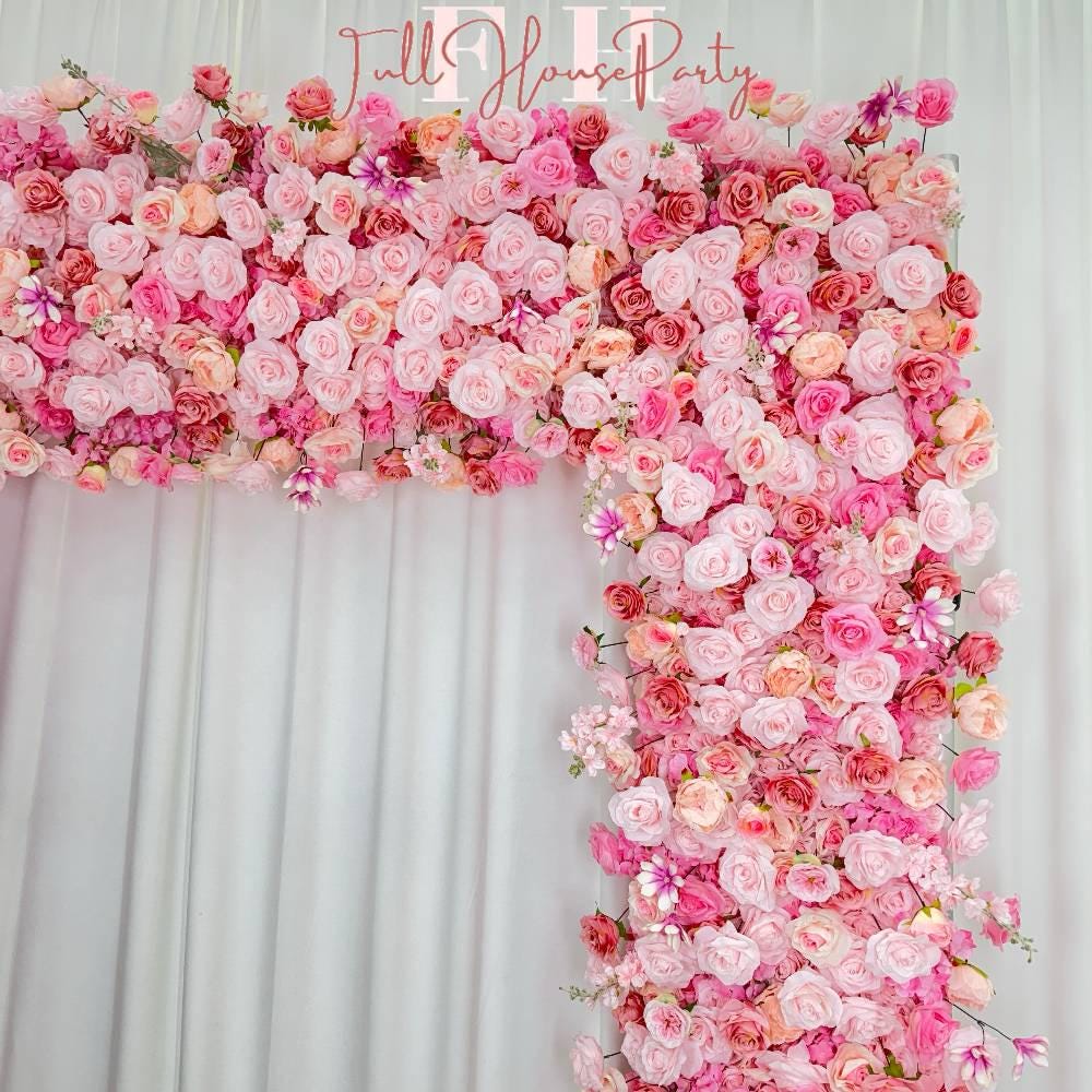 US Seller---W8Ft x H8.53Ft Rollable Artificial Pink Rose Arch Wedding Decoration, Flower Arch Wedding, Backdrop Flower Archway Party Decor