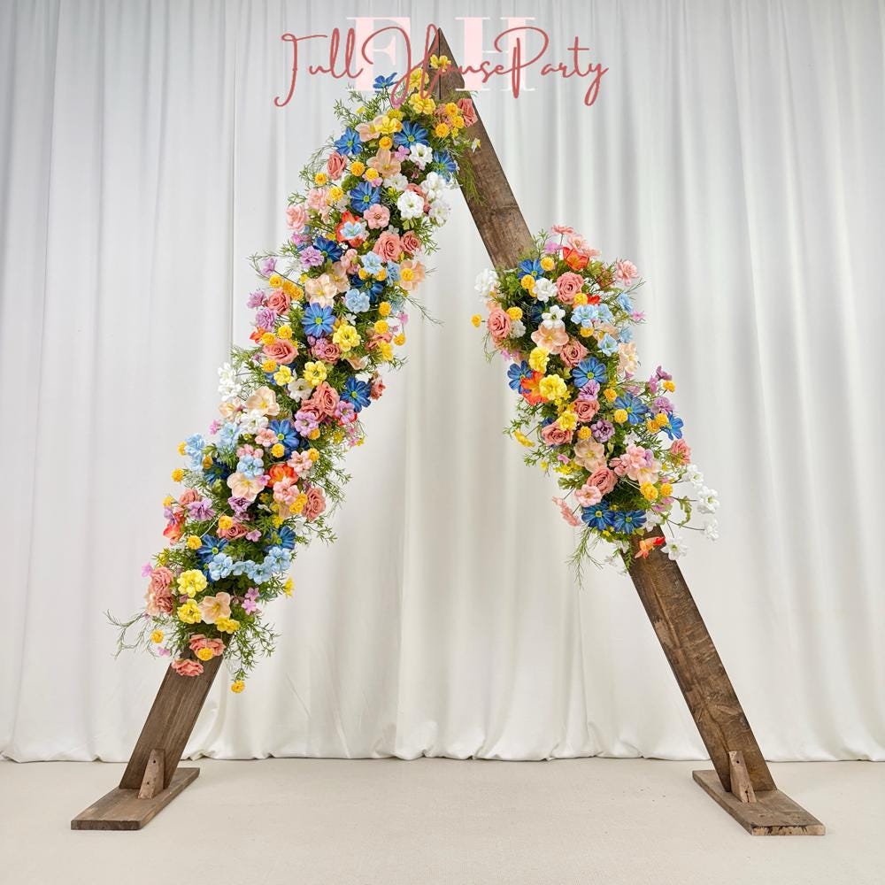 US Seller----Wildflower-Inspired Spring Wedding Artificial Floral, Table Flower Runner, Rustic Flower Row ,Flower Row for Wedding Aisle