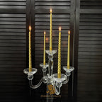 20''-Clear Crystal Candle Holder - Transparent Tall Candle Stand with Glass Hurricane Tube, Perfect for Wedding Table Centerpiece Decoration